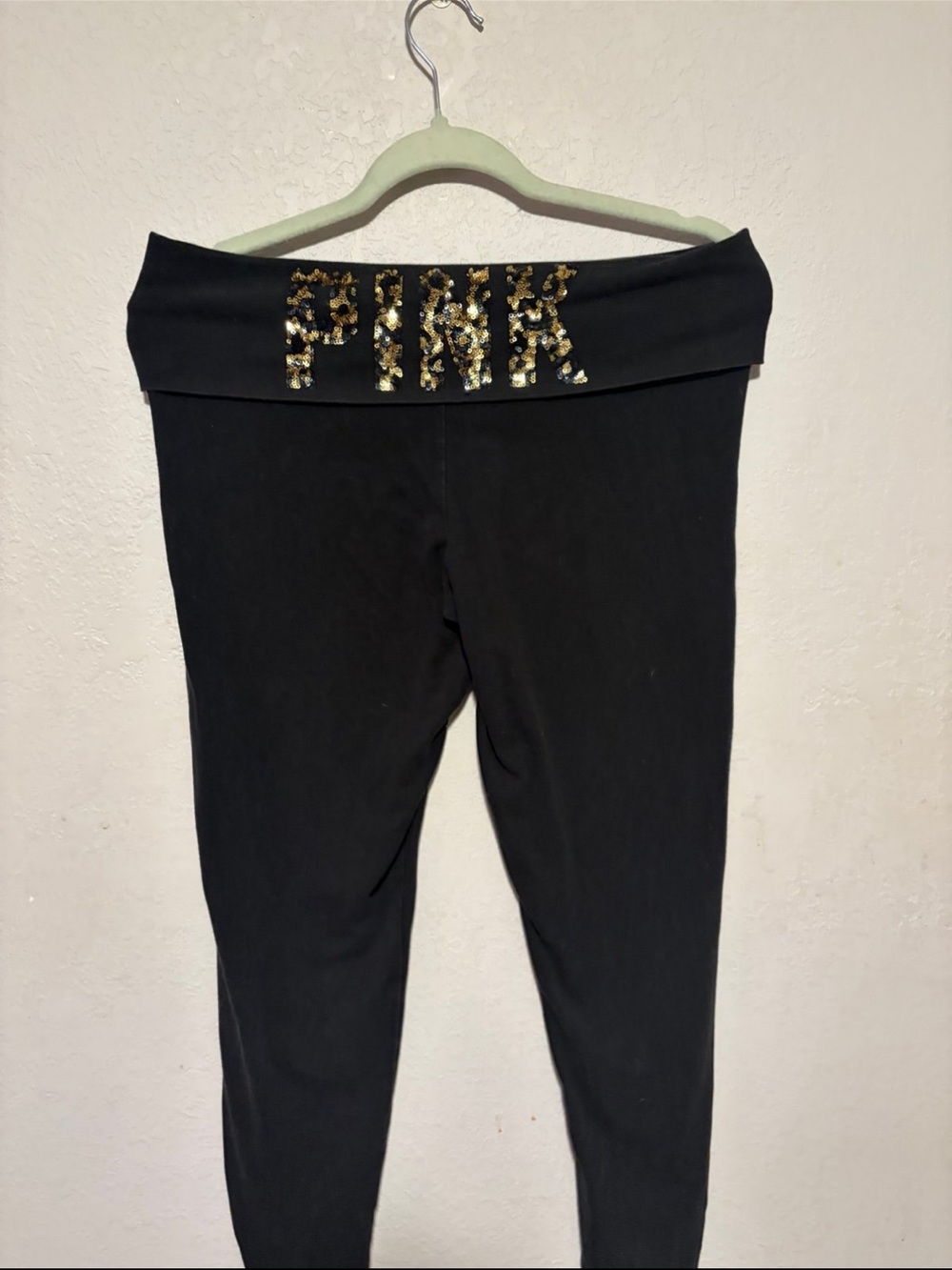 victoria's secret pink cheetah print sequin foldover legging y2k